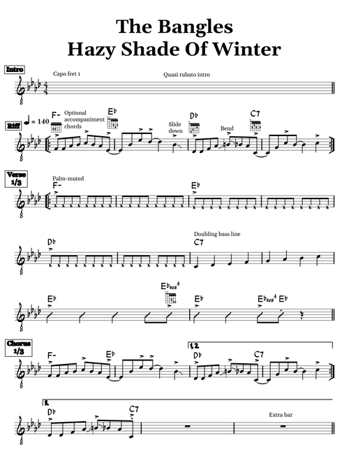 Hazy Shade of Winter – The Bangles (guitar)