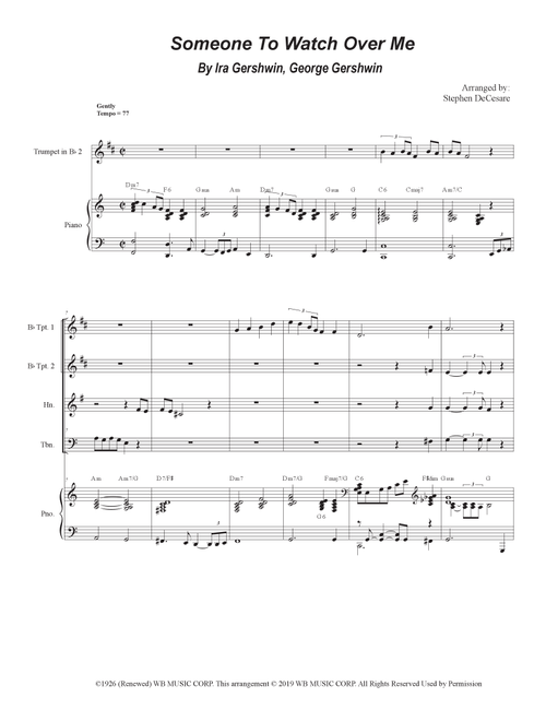 Someone To Watch Over Me (Arr. Stephen DeCesare) - Ira Gershwin, George Gershwin (Brass Ensemble)