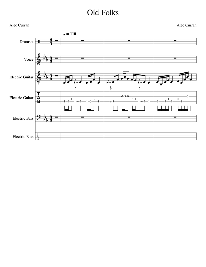 Old Folks Sheet music for Vocals, Guitar, Bass guitar, Drum group
