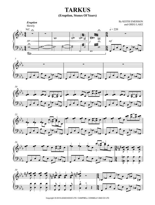Tarkus (Arr. Ivan Ricciardi Arrangement) - Emerson, Lake & Palmer (Piano Solo)