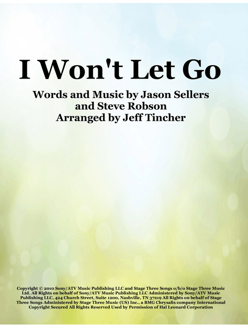I Won't Let Go (Arr. Jeff Tincher) - Rascal Flatts (Piano Vocal)
