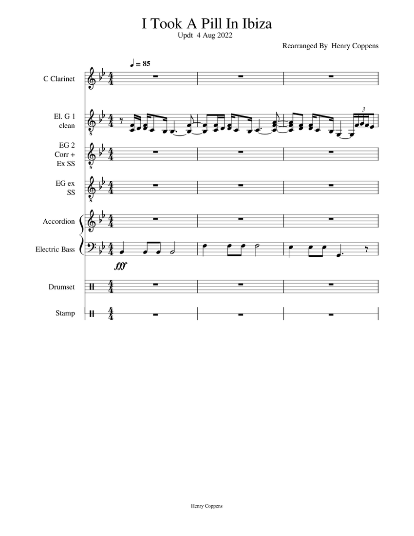 I took a pill in ibiza sheet music for accordion guitar bass guitar
