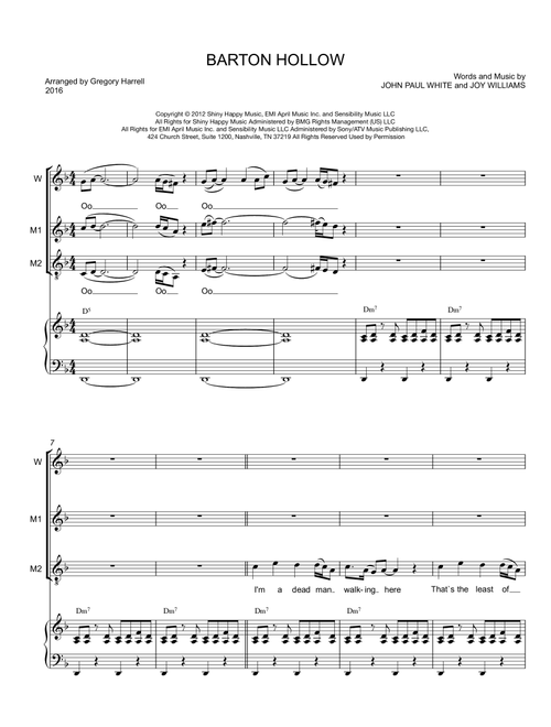 Barton Hollow (Arr. Gregory Lee Harrell) - The Civil Wars (Choral, SATB)