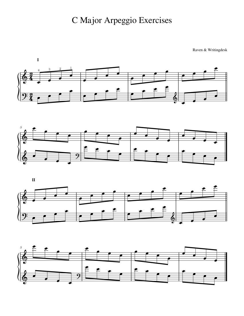 C Major Arpeggio Exercises Sheet Music for Harp (Solo) | MuseScore.com