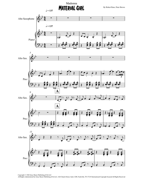Material Girl (Arr. Grant Golding) - Madonna (Alto Sax and Piano)