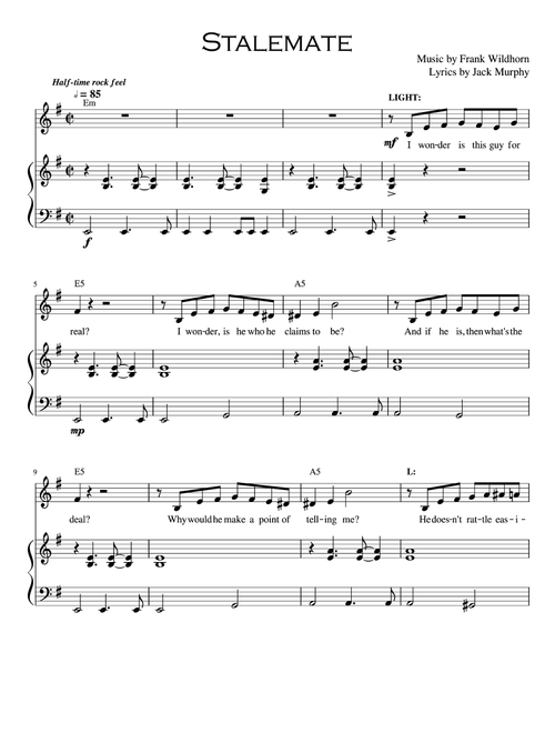 Stalemate (Arr. Jace Kern) - Frank N Wildhorn, Jack Murphy (Piano Vocal)