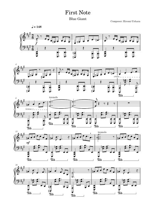 First Note – Hiromi Uehara. Blue giant solo piano