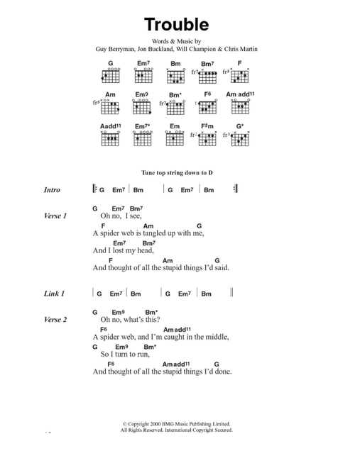 Trouble - Coldplay (Guitar Chords-Lyrics)