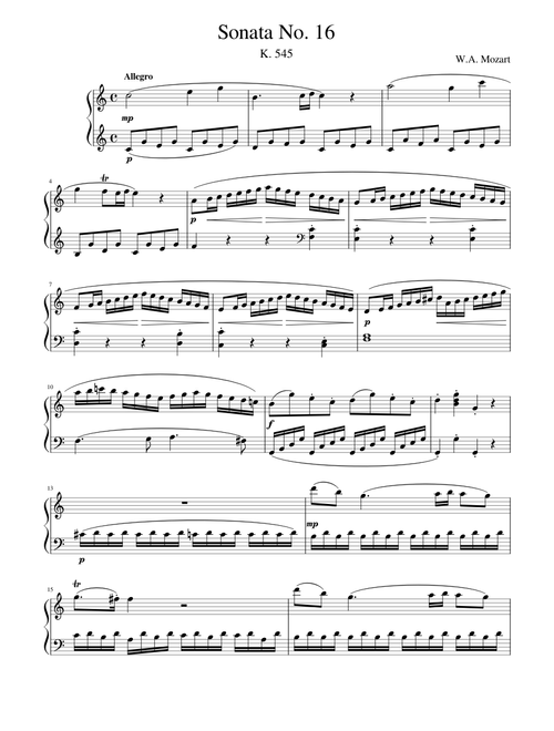 Mozart - Piano Sonata No. 16 in C Major, K. 545, I. Allegro