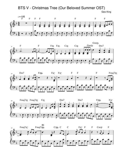 Christmas Tree (Our Beloved Summer OST) (Arr. Gregory King) - BTS V (Easy Piano)