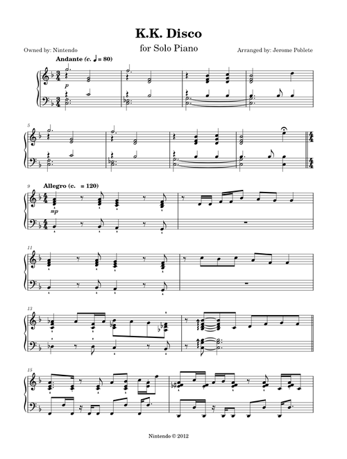 K.K. Disco for solo piano