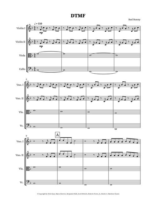 Dtmf (Arr. Pedro Marques) - Bad Bunny (String Quartet)