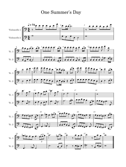 One Summer's Day – Joe Hisaishi Cello duet