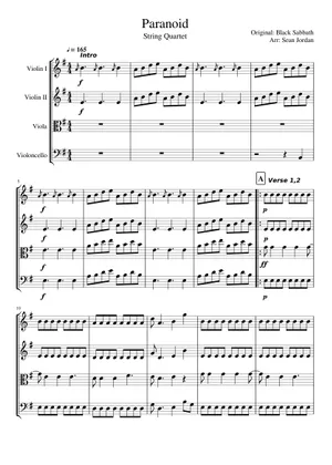 Paranoid String Play Official version of Paranoid Sheet Music by Black Sabbath for ...