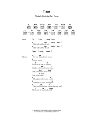 True- Spandau Ballet Sheet music for Piano, Vocals True- Spandau Ballet Sheet music for Piano, Vocals