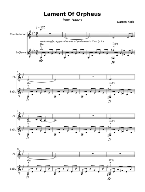 Lament Of Orpheus (from Hades) - Darren Korb