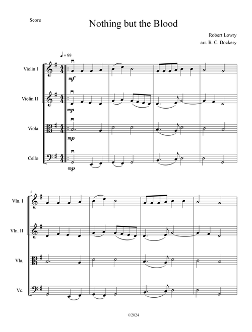 Nothing But the Blood (String Quartet) (Arr. B. C. Dockery) - Robert Lowry (String Quartet)