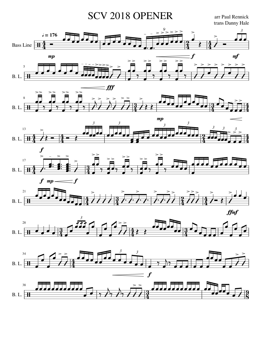 SCV 2018 BASS MVMT 1 Sheet music for Bass drum Solo Musescore