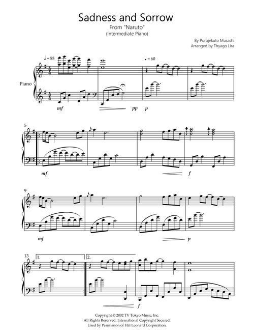 Sadness And Sorrow (Arr. Thyago Lira) - Purojekuto Musashi (Piano Solo)