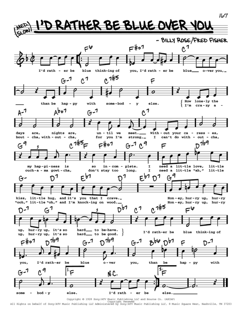 I'd Rather Be Blue Over You (from Funny Girl) (High Voice) - Barbra Streisand (Real Book - Melody-Chords-Lyrics)