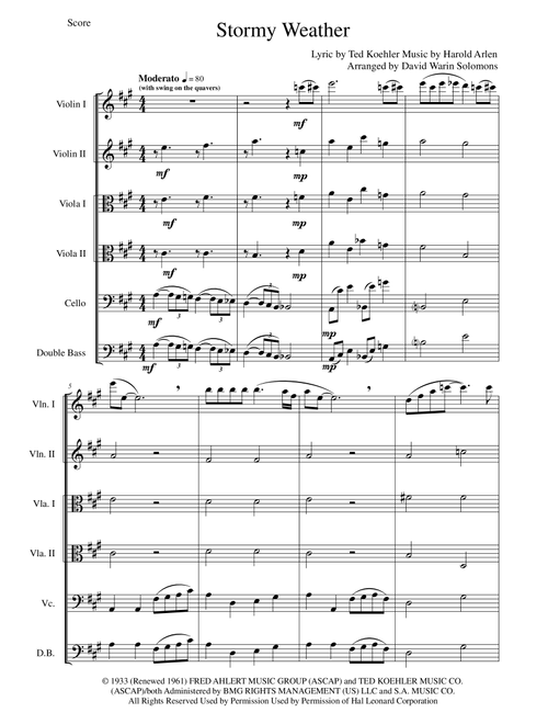 Stormy Weather (Arr. David Warin Solomons) - Harold Arlen (String Ensemble)