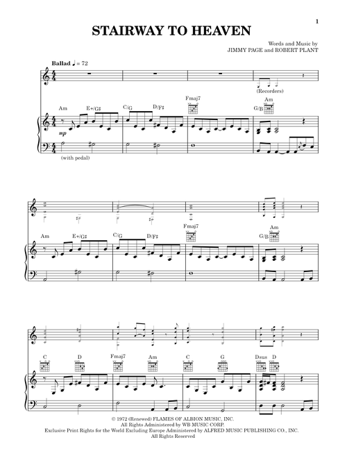 Stairway To Heaven - Led Zeppelin (Piano-Vocal-Guitar)