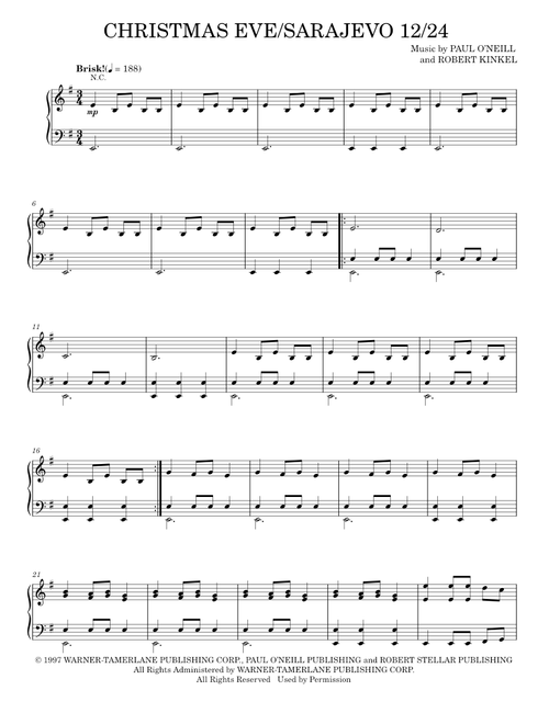 Christmas Eve/Sarajevo 12/24 - Trans-Siberian Orchestra (Piano Solo)