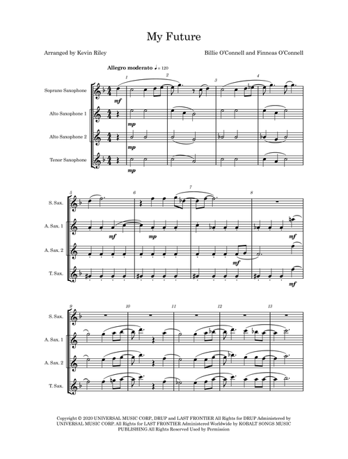 My Future (Arr. Kevin Riley) - Billie Eilish (Small Ensemble)