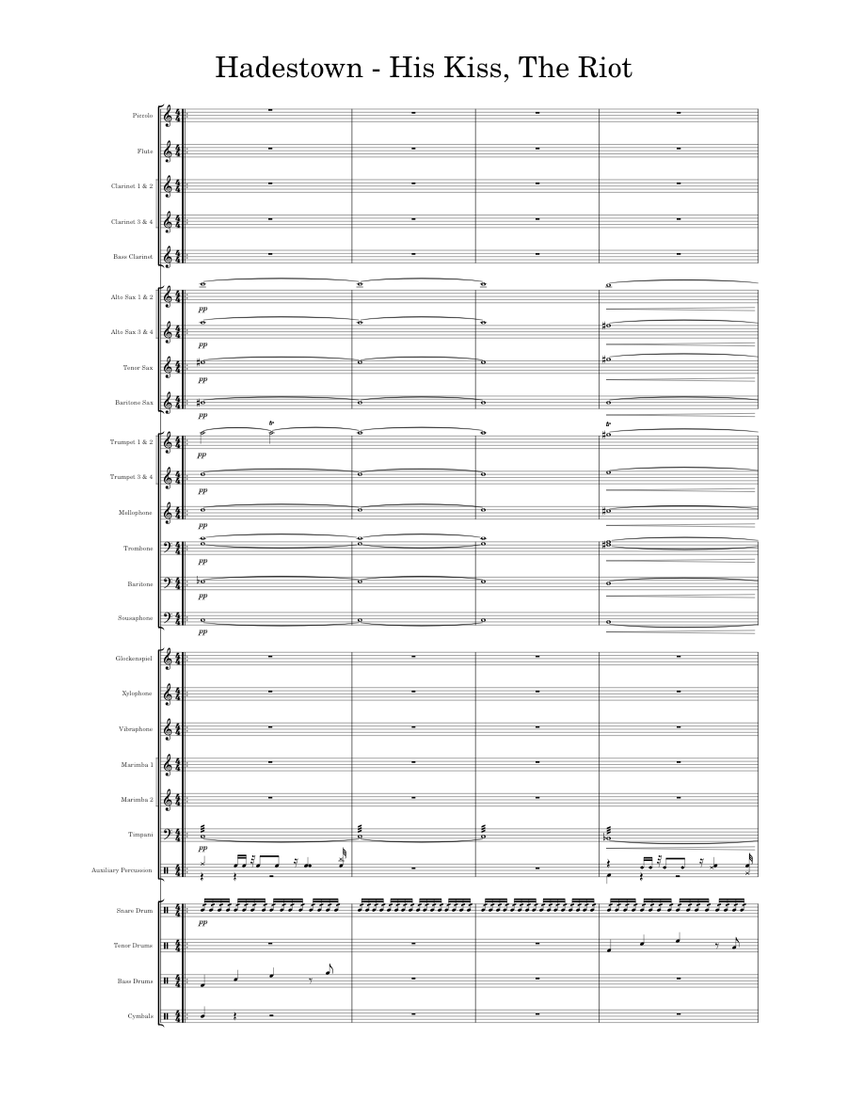 His kiss the riot Anaïs Mitchell Marching Band Hadestown Sheet music