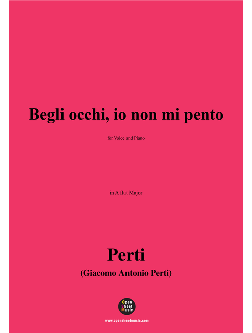 Perti-Begli occhi,in A flat Major (Arr. OSM Press) - Giacomo Antonio Perti (Piano Vocal)