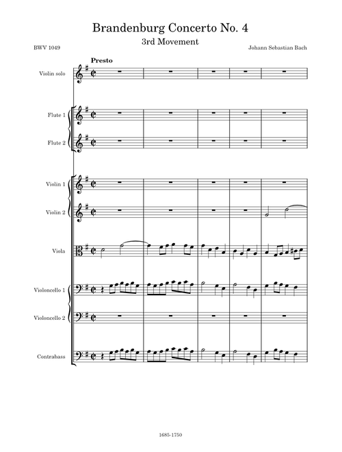 Brandenburg Concerto No. 4 in G Major, BWV 1049, 3rd Movement (Presto) – Johann Sebastian Bach