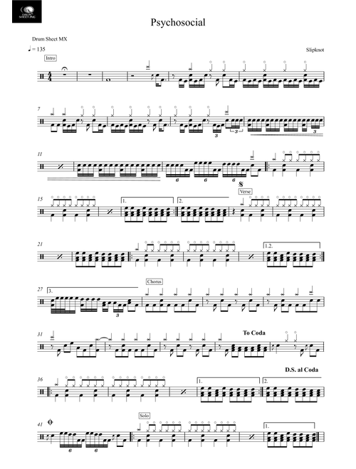 Psychosocial (Arr. Drum Sheet MX) - Slipknot (Drums)