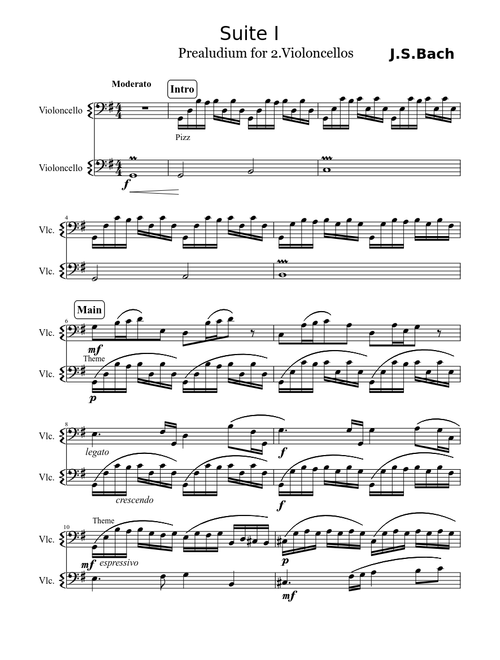 Bach Suite Number 1 [2 Cellos]