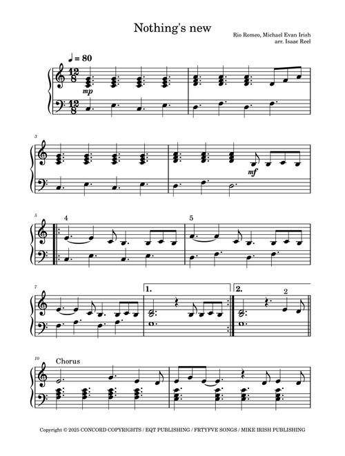 Nothing's New (Arr. Isaac Reel) - Rio Romeo (Piano Solo)