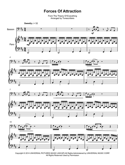 Forces of Attraction, from The Theory of Everything (piano and bassoon) (Arr. Tunescribers) (Bassoon and Piano)