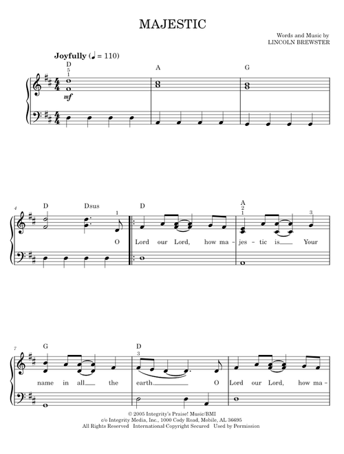 Majestic - Lincoln Brewster (Easy Piano)