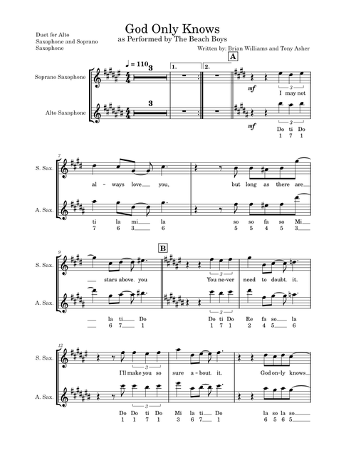 God only knows – The Beach Boys (Sax Duet)