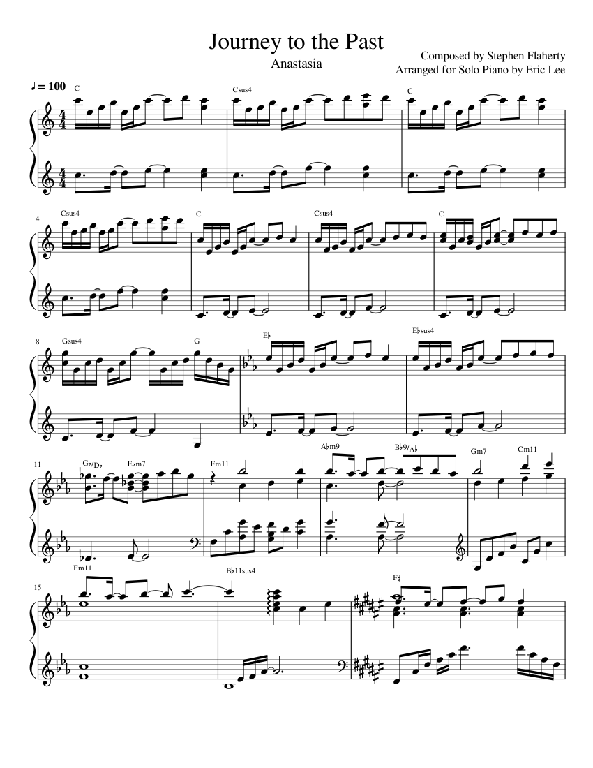 Anastasia Journey to the Past Piano Sheet music for Piano (Solo
