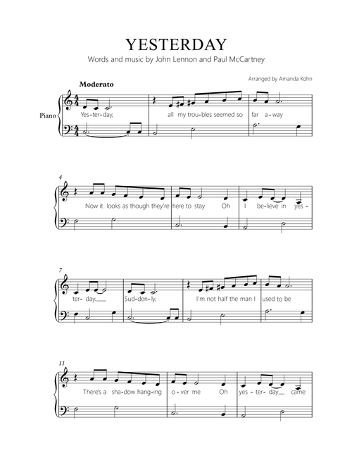 Yesterday (Arr. Amanda Kohn) - En Vogue (Piano Vocal)