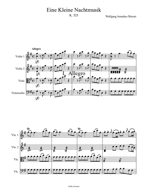 Eine Kleine Nachtmusik, Mvt. I. Allegro (Full Score)