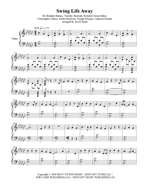 Swing Life Away (Arr. Kevin Bruce Weed) - Brandon Barnes, Joseph Principe, Timothy McIlrath (Piano Solo)