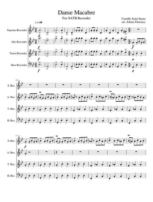 Danse Macabre (for SATB Recorder Quartet)