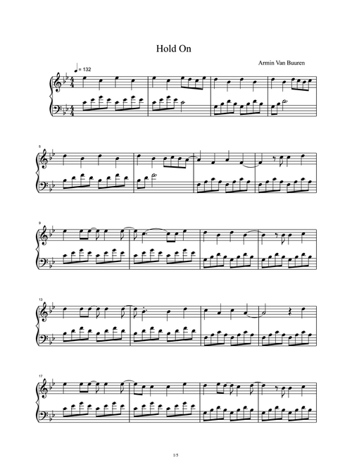 Hold On (Arr. Armin Van Buuren) - Armin Van Buuren; Davina Michelle (Piano Solo)