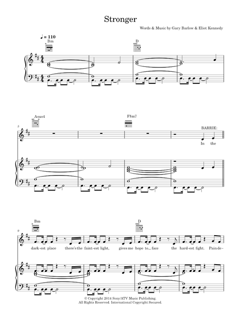 Stronger (from 'Finding Neverland') - Eliot Kennedy, Gary Barlow (Piano-Vocal-Guitar (Piano Accompaniment))