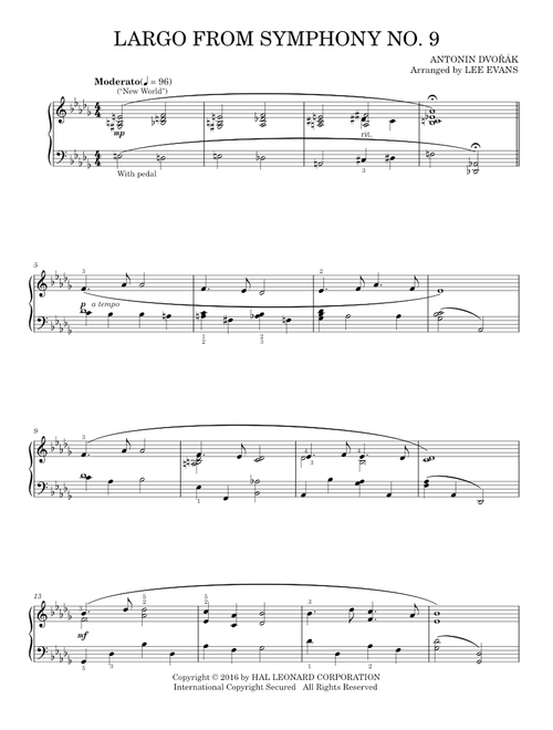 Largo From Symphony No. 9 - Antonín Dvořák (Piano Solo)