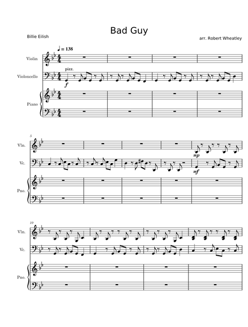 'Bad Guy' Billie Eilish, arr. Rob Wheatley for Jin Long Trio