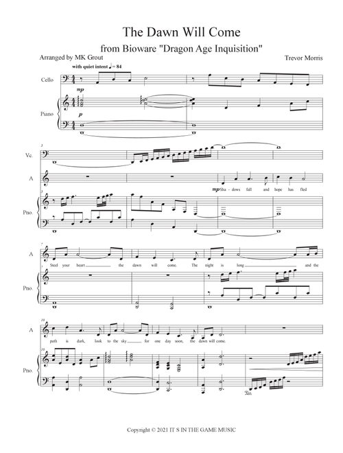 The Dawn Will Come (Arr. MK Grout) - Trevor Morris (Choral, SATB)