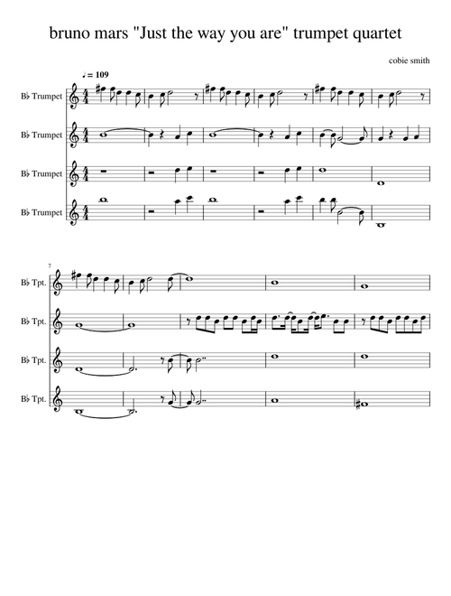bruno mars  Just the way you are  trumpet quartet