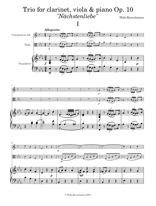 Trio for clarinet, viola & piano in E-flat major op. 10 - I. Allegretto