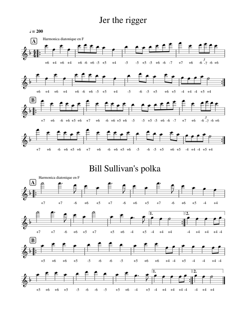 Deux polkas Sheet music for Harmonica (Solo)